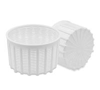 10 Fuscelle per Formaggio rotonde - mis.155x95mm e Capacità 1000 gr - Contenitori Bianchi in polietilene ad alta densità per ricotta, cacioricotta formaggi canestrato 1 kg forma formina