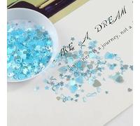 10 g/lotto di paillettes per unghie in, misti, a forma di cuore, a forma di stella, a forma di fiocco di prugna, per nail art, manicure, decorazioni per matrimoni, coriandoli, azzurro, forme