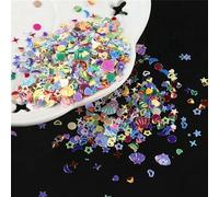 10 g/lotto di paillettes per unghie in, misti, a forma di cuore, a forma di stella, a forma di fiocco di prugna, per nail art, manicure, decorazioni per matrimoni, coriandoli, JG, forme miste