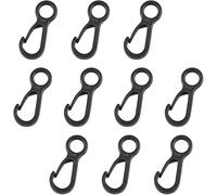 10 ganci a scatto in plastica nera con moschettone da campeggio, multifunzione, per attrezzature da campeggio, tende, ganci per tende da appendere al baldacchino, accessori per tende da esterno