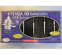 10 GHIACCIOLI 20 CM LED BIANCO CAVO 2 MT IP44 ESTERNO LUCI NATALE SERIE CATENA
