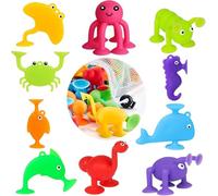 10 giocattoli a ventosa, per bambini, a partire dai 3 anni, in morbido silicone, con sacchetto a rete, promuovere la creatività e le capacità motorie