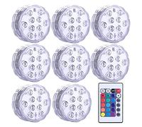 10. GUIDATO Luci sommergibili telecomandate Rgb. Lampada notturna sottomarina a batteria for la lampada subacquea for decorazione del partito vaso della piscina giardino(8 Lamp 1 Controller)