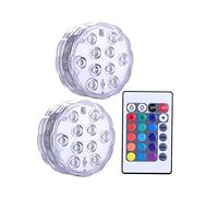 10. GUIDATO Luci sommergibili telecomandate Rgb. Lampada notturna sottomarina a batteria for la lampada subacquea for decorazione del partito vaso della piscina giardino(2 Lamp 1 Controller)