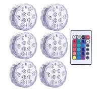 10. GUIDATO Luci sommergibili telecomandate Rgb. Lampada notturna sottomarina a batteria for la lampada subacquea for decorazione del partito vaso della piscina giardino(6 Lamp 1 Controller)