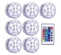 10. GUIDATO Luci sommergibili telecomandate Rgb. Lampada notturna sottomarina a batteria for la lampada subacquea for decorazione del partito vaso della piscina giardino(7 Lamp 1 Controller)