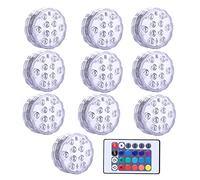 10. GUIDATO Luci sommergibili telecomandate Rgb. Lampada notturna sottomarina a batteria for la lampada subacquea for decorazione del partito vaso della piscina giardino(10 Lamp 1 Controller)