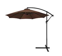10' Hanging Umbrella Patio Sun Shade Offset Outdoor Market W/Cross Base Brown Patio Umbrella Patio Umbrella