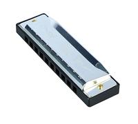 10 Hole 20 Tune Harmonica, C Key Professional Standard Buth Organ Music Strumenti con Case for Kid Beginner (Argento)