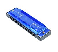 10 Hole 20 Tune Harmonica, C Key Professional Standard Buth Organ Music Strumenti con Case for Kid Beginner (Blu)