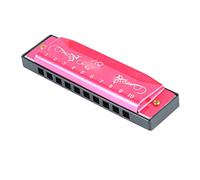 10 Hole 20 Tune Harmonica, C Key Professional Standard Buth Organ Music Strumenti con Case for Kid Beginner (Rosa rosso)