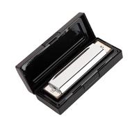 10 Holes Harp Harmonica With Case Brass Stainless Steel Harmonica armonica a bocca professionale (Color : Silver)