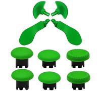 10-in-1 Metal Thumbsticks Accessories for PS5 Dualsense Edge Controller,4 Metallic Back Paddles Triggers Buttons Repair Parts with 6 Analog Joysticks for PS5 Dualsense Edge(Green)