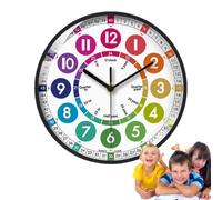 10 Inch Kids Telling Time Wall Clock, Silent Learning Clock for Classroom | 10 Inch Educational Wall Clock with 1-60 Scale, Silent Non-Ticking Battery Movement for Bedroom, Study & Classroom