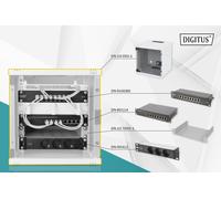 10 inch network bundle, including 6U cabinet, grey shelf, PDU, 8-port switch, CAT 6 patch panel