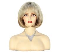 10 inch Short Blonde Bob Wigs for Women,Synthetic Wig,Natural Looking For Everyday Soffice e Naturale