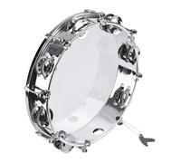 10 Inch Tambourine Handbell for Adults Hand Drum with Double Row 14pcs Metal Cymbals Jingles Percussion Instrument for Dancing, Parties, Church Activities Etc (10-inch)