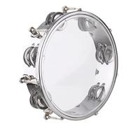 10 Inch Tambourine Handbell for Adults Hand Drum with Double Row 14pcs Metal Cymbals Jingles Percussion Instrument for Dancing, Parties, Church Activities Etc (8-inch)