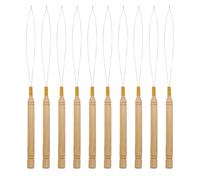 10 infila perline per capelli, infila ago con manico in legno, infila ago per extension per capelli, strumento per tirare, anello per capelli e extension con piume