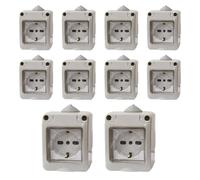 10 Kit Cassetta Elettrica IP55 Con Sportellino, 2 Moduli Presa Schuko P40 Universale 10/16A, Kit Scatola Elettrica Pronta, Montaggio Da Muro Parete Esterno