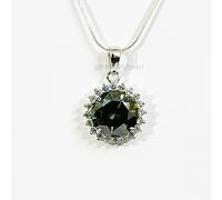 10 KT Verdastro Blu Trattato Diamante Ciondolo VVS1 Certificato Gift per Socio
