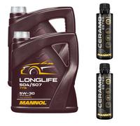 10 L MANNOL Olio Motore Longlife 504/507 5W-30 Insieme 2x Additivo Ceramo Ester