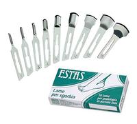 10 LAME BISTURI ESTAS PER SGORBIA MANICO A VITE ACCIAIO INOX PEDICURE ESTETICA (N° 15)