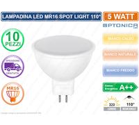 10 LAMPADA LAMPADINA LAMPADINE LED OPTONICA MR16 SPOTLIGHT 5W WATT 110° 320LM