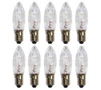 10 lampadine di ricambio E10, 34 V CA, 3 W, luce bianca calda, con bulbo a forma appuntita