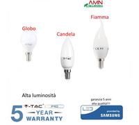 10 LAMPADINE LED attacco E14 4W 7 watt soffio vento Candela Oliva V-tac Samsung