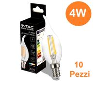 10 LAMPADINE LED Candela Filamento E14 da 4W Lampade Luce Calda Naturale Fredda [EEK: F]