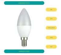 10 LAMPADINE LED E14 8W CANDELA OLIVA LAMPADE LUCE CALDA NATURALE FREDDA OFFERTA