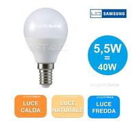 10 LAMPADINE LED E14 SFERA 5,5W V-TAC BULB LAMPADINA MINIGLOBO CHIP SAMSUNG