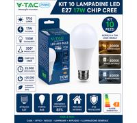 10 LAMPADINE LED E27 17W V-TAC LAMPADINA GOCCIA BULB A65 1710 lm chip CREE