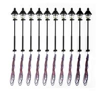 10 lanterne a LED bianco caldo per modellismo ferroviario e bonsai, lampade da 45 mm alimentate da 3 V DC o AC, include resistori in serie per un collegamento sicuro a trasformatori da 12 V e 16 V
