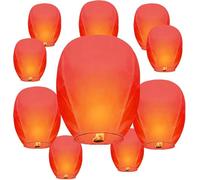 10 lanterne celesti, lanterne commemorative dei festival, rilasciate nel cielo, con 2 penne for i desideri, biodegradabili, utilizzate for festival, benedizioni, commemorazioni, funerali(Red)