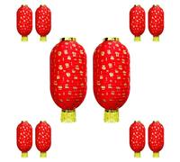 10 lanterne rosse in raso con nappe, paralume tradizionale for lampada a sospensione, lanterna portafortuna, facile da installare, for il capodanno cinese, festa di primavera(Oval 2,14in10pcs)