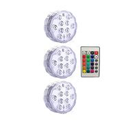 10 LED telecomandati Rgb. Lampada sommergibile a batteria a subacquea lampada notturna all'aperto vaso Bowl Garden Party Decorazione(1 controller 3 Lamp)