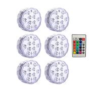 10 LED telecomandati Rgb. Lampada sommergibile a batteria a subacquea lampada notturna all'aperto vaso Bowl Garden Party Decorazione(1 controller 6 Lamp)