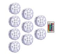 10 LED telecomandati Rgb. Lampada sommergibile a batteria a subacquea lampada notturna all'aperto vaso Bowl Garden Party Decorazione(1 controller 9 Lamp)