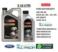 10 LITRI LT OLIO MOTORE ORIGINALE FORD MOTORCRAFT 5W30 LT.5 TANICA ACEA A1 A5 B5
