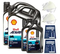 10 Litro Originale Shell Advance 4T Ultra 10W40 Olio Motore Moto Api Sn Jaso