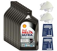 10 Litro Originale Shell Helix Ultra Ect 5W30 C3 Olio MB BMW Opel Acea C3 Set