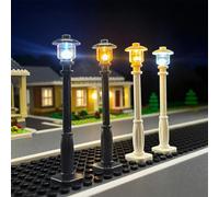 10 luci stradali della città per mattoni Lego, blocchi luminosi a LED per lampioni, compatibili con Lego 2039 11062, set di illuminazione per architettura fai da te (luce bianca bianca calda)
