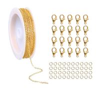 10 m collana a maglie dorate al metro, set di accessori per la creazione di gioielli, con 20 chiusure a moschettone, 40 anelli flessibili, collane fai da te
