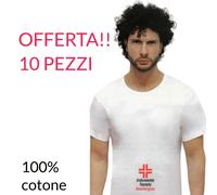 10 maglia t-shirt Opera UOMO COTONE 100% maglietta BIANCO INTIMO Punta e Giro
