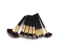 10 manici in legno sulla merce, un set di pennelli da trucco professionali a ventaglio (D)