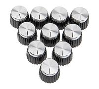 10 manopole push on fit per amplificatore per chitarra Yootones con potenziometri di diametro 6 mm (nero con tappo argento)