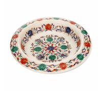 10 " Marmo Frutta Ciotola Semi Precious Pietra Inserto Fiori Lavoro Arredo Casa