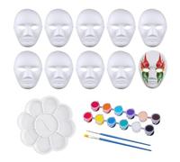 10 Maschere di Carta con 1 Pezzo di Vernice, 2 Pennelli E 1 Tavolozza, Maschere Vuote Fai-da-Te, Creazione di Maschere Cosplay